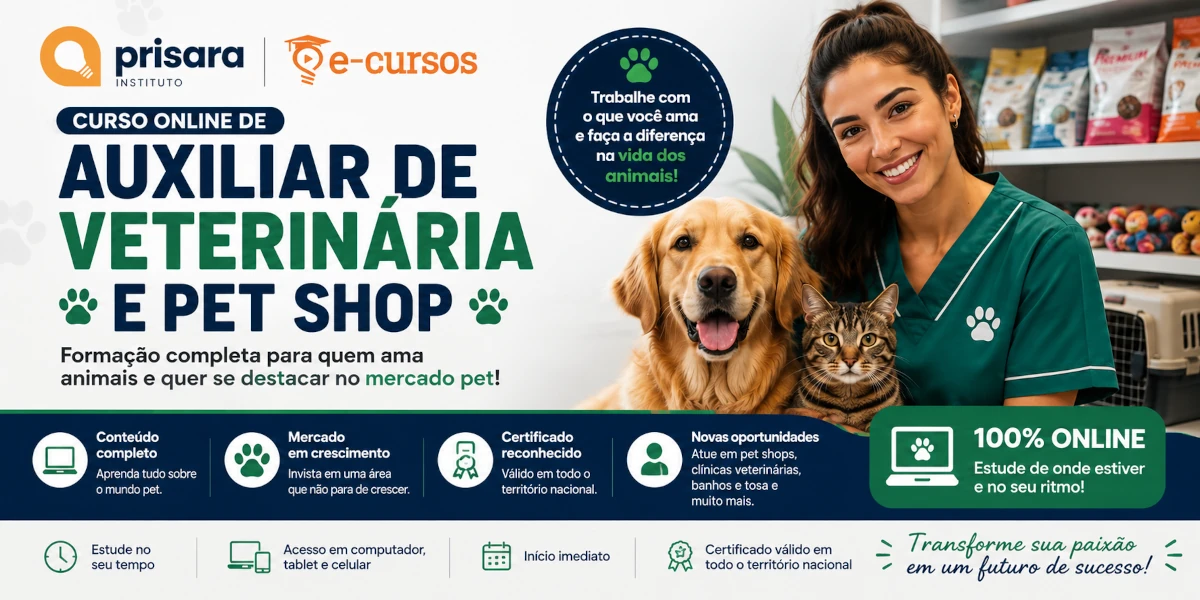 Curso de Auxiliar de Veterinária e Pet Shop